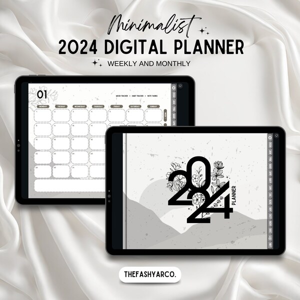 Digital Planner | iPad Planner | GoodNotes Planner | Minimalist Planner | Dated Planner | Monthly Planner | Weekly Planner