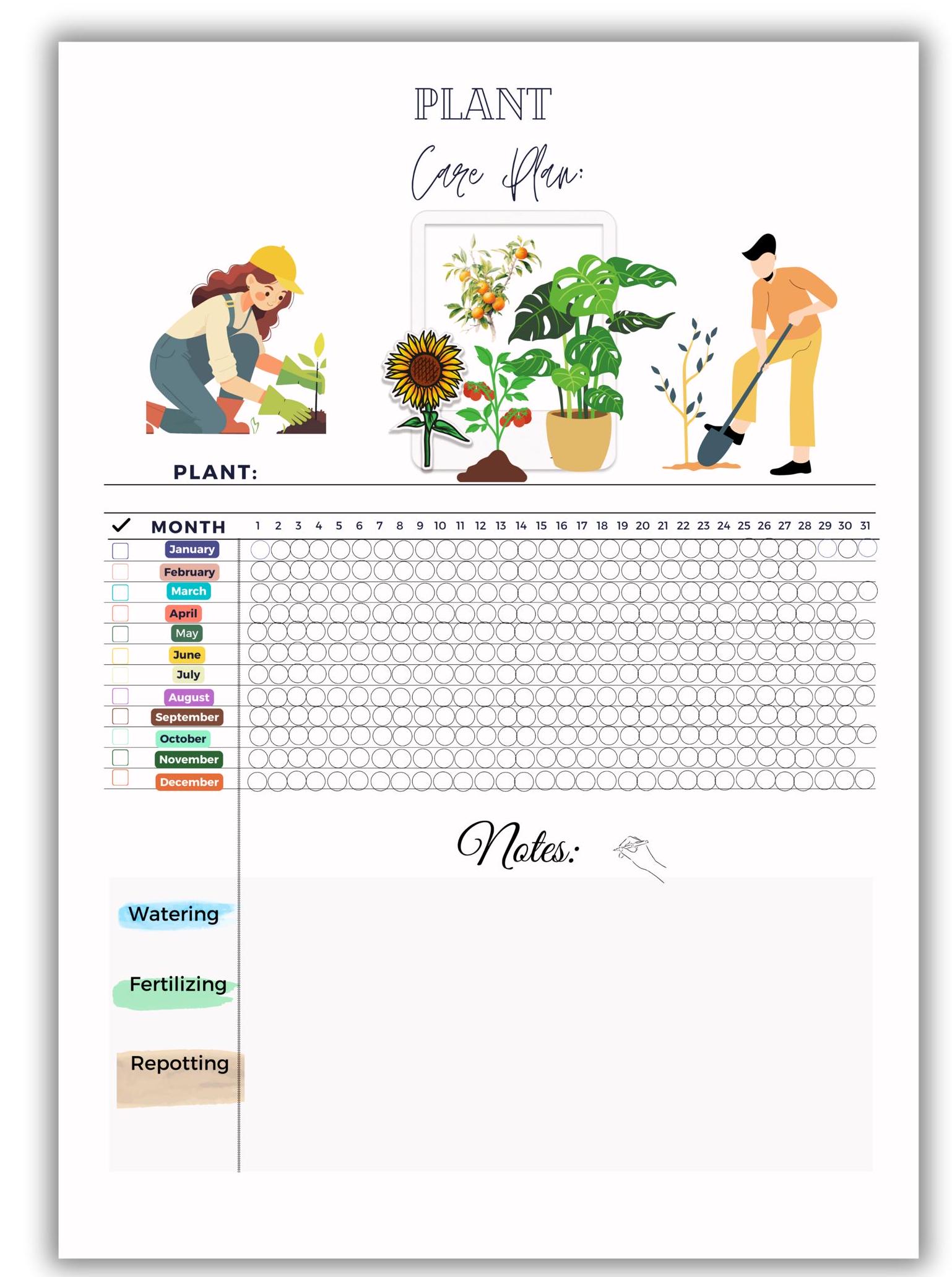 Plant Care Plan Template Watering Schedule and Irrigation Plan