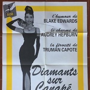 Cinema poster DIAMONDS ON CANAPE Breakfast at Tiffany&#39;s Audrey Hepburn 80x120cm 80&#39;s