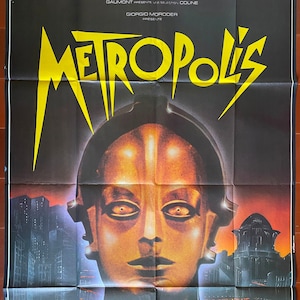 Póster de cine METROPOLIS Gustav Frohlich FRITZ LANG Brigitte Helm 120x160cm 1984