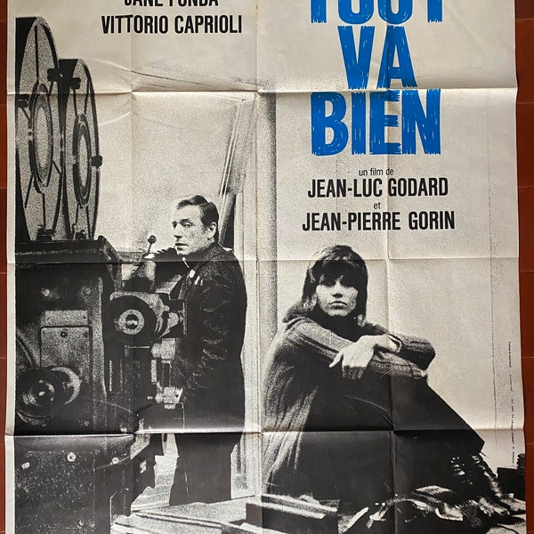 Original Kinoplakat ALLES IST GUT Yves Montand Jean-Luc Godard Jane Fonda 120x160cm 1972