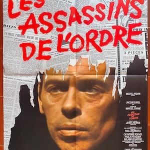 Cartel de cine original LOS ASESINOS DE LA ORDEN Marcel Carné Jacques Brel 60x80cm 1971