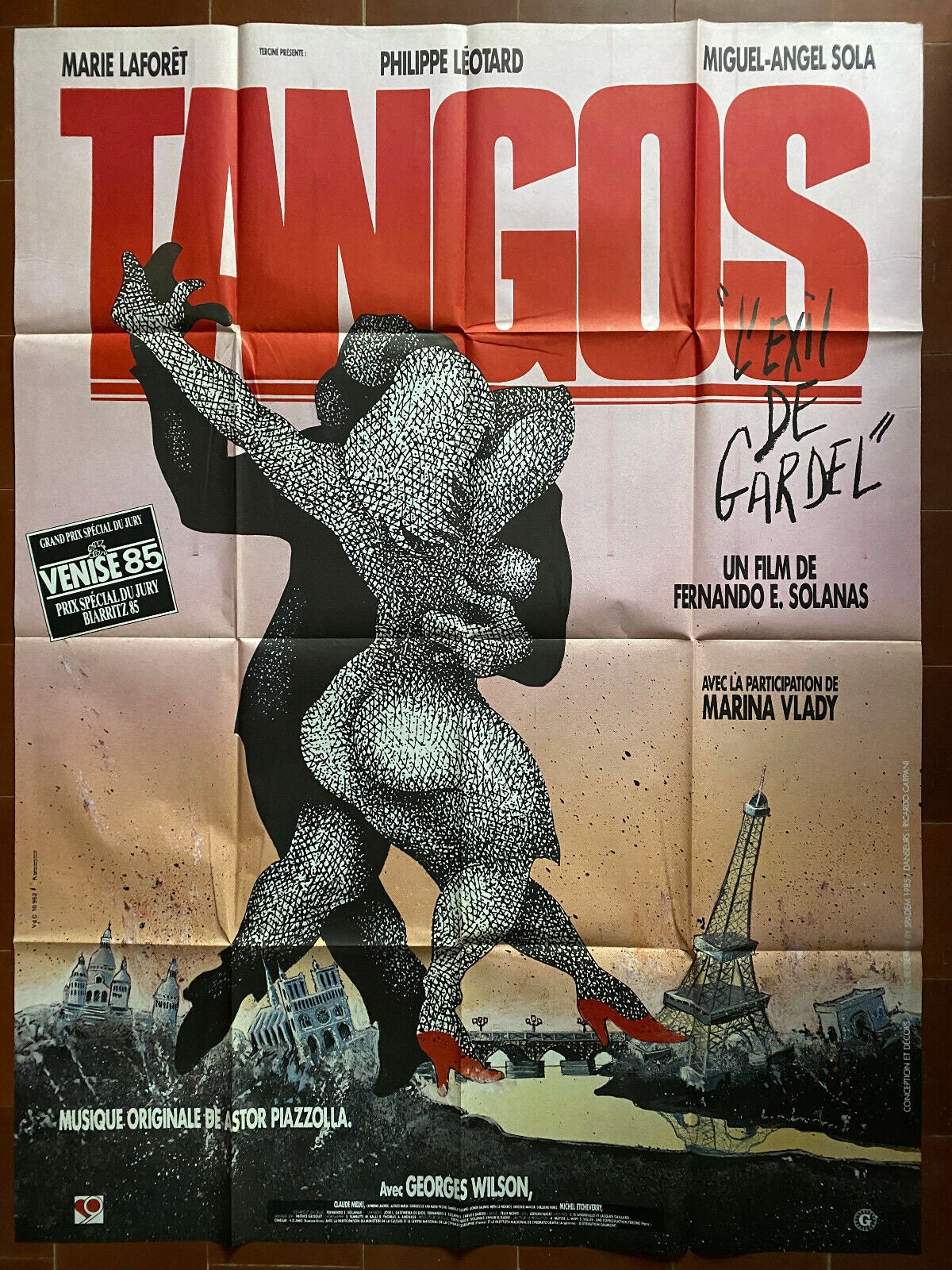 Original cinema poster TANGOS EXILE By GARDEL Fernando Solanas Paris Dance  120x160cm 1985