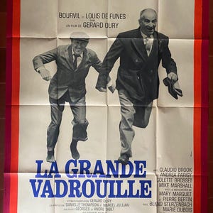Cartel de cine original LA GRAN VADROUILLE Louis De Funes Bourvil 120x160cm 1966