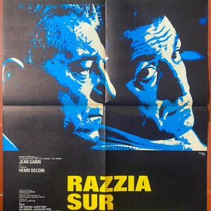 Cartel de cine RAZZIA SUR La CHNOUF Lino Ventura Jean Gabin 60x80cm años 70