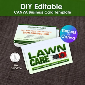 Lawn Care Business Card Template: Editable Canva Design (3.5x2 in)