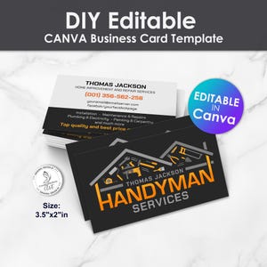 Handyman Services - Heimwerker Reparaturen Visitenkarte bearbeitbare Canva Vorlage