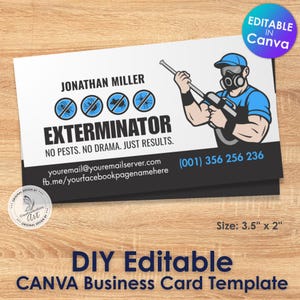 Pest Control Business Card Template: Editable Canva Design (Digital Download)