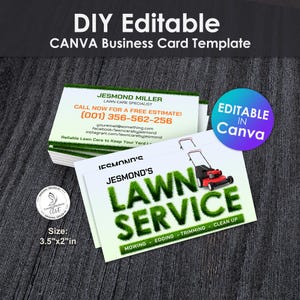 Lawn Care Business Card Template: Editable Canva Design (3.5x2 in)
