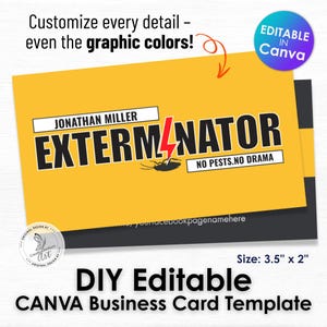 Pest Control Business Card Template: Editable Canva Design (Digital Download)