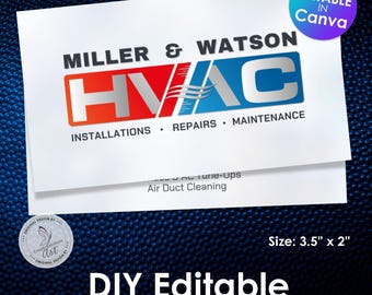 HLK-Visitenkartenvorlage: Modernes AC-Reparaturdesign (Canva bearbeitbar, digitaler Download)
