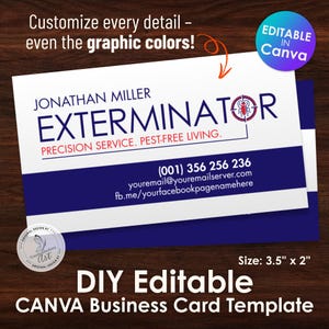 Pest Control Business Card Template: Editable Canva Design (Digital Download)