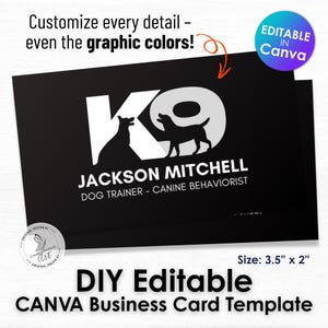 Bold K9 Business Card Template for Dog Trainers and Canine Behaviorists – Editable Canva Design – Modern & Professional Layout