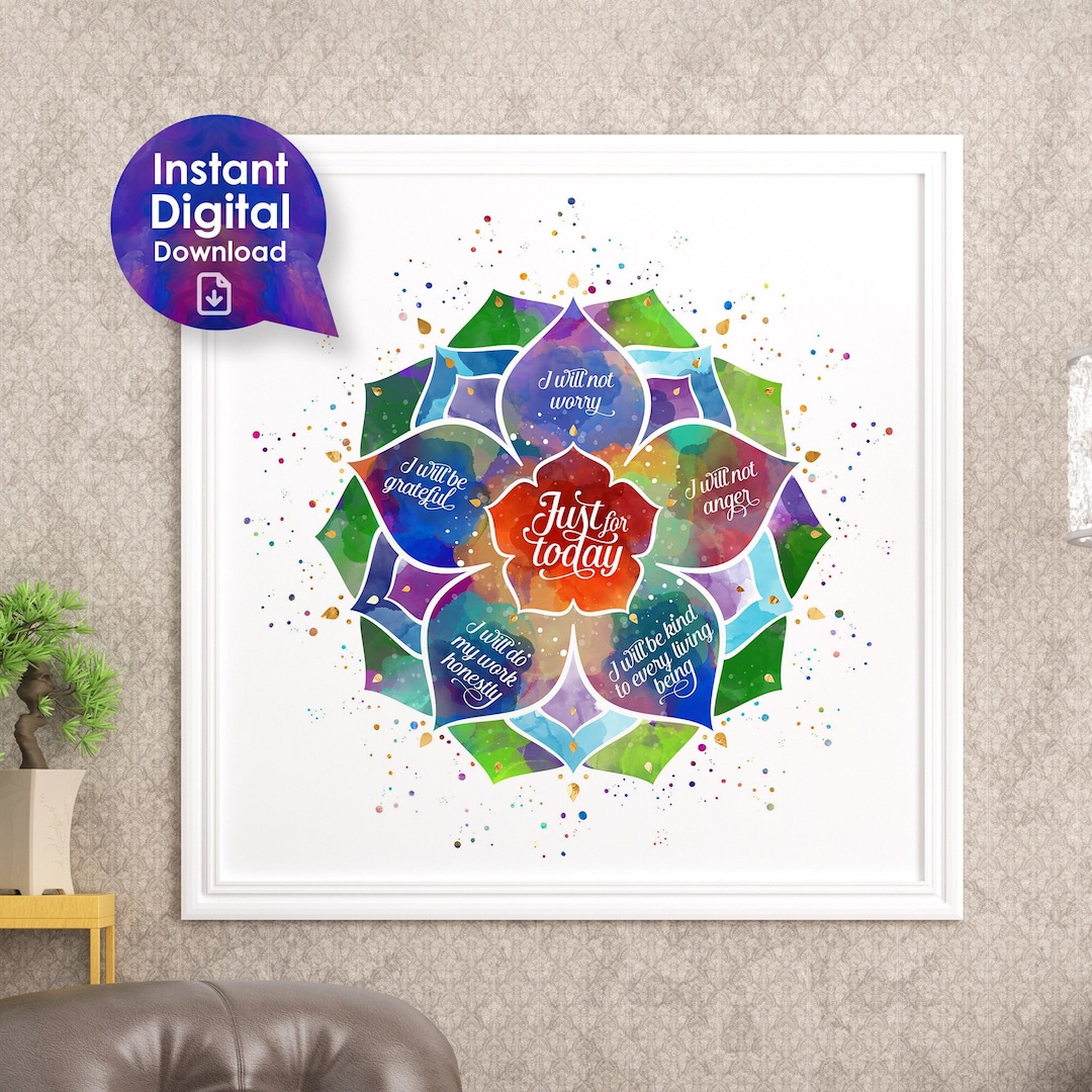 Just for Today Reiki Principles Wall Art Printable Poster. Instant ...