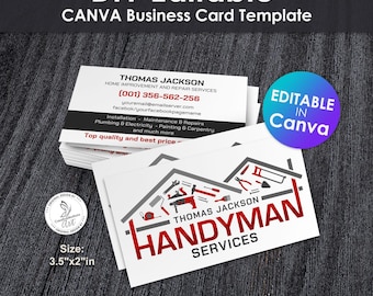 Servicios de mantenimiento - Plantilla editable de Canva para tarjetas de presentación de reparaciones y mejoras del hogar