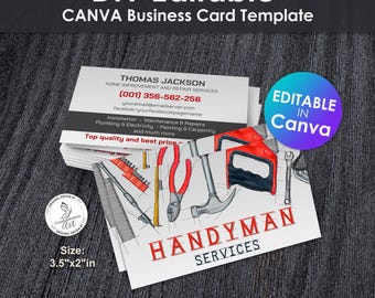 Servicios de mantenimiento - Plantilla editable de Canva para tarjetas de presentación de reparaciones y mejoras del hogar