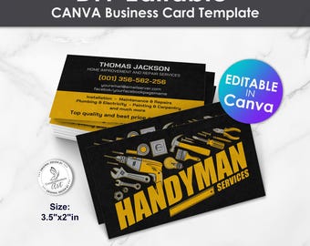Servicios de mantenimiento - Plantilla editable de Canva para tarjetas de presentación de reparaciones y mejoras del hogar