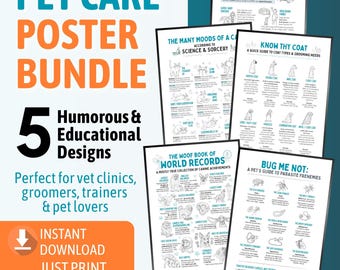 Funny Educational Pet Posters | Cat & Dog Wall Art (Digital Download)