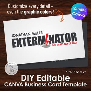 Pest Control Business Card Template: Editable Canva Design (Digital Download)