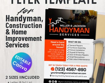 Handyman Services Flyer Template: Editable Canva Design (US Letter & Half Sheet)