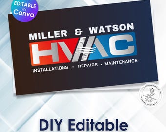 HLK-Visitenkartenvorlage: Modernes AC-Reparaturdesign (Canva bearbeitbar, digitaler Download)