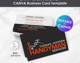 Servicios de mantenimiento - Plantilla editable de Canva para tarjetas de presentación de reparaciones y mejoras del hogar
