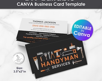 Servicios de mantenimiento - Plantilla editable de Canva para tarjetas de presentación de reparaciones y mejoras del hogar