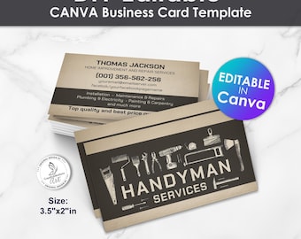 Handyman Services - Home improvements repairs Business Card Editable Canva Template