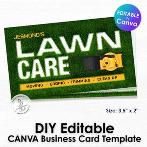 Lawn Care Business Card Template: Editable Canva Design (3.5x2 in) (Digital Download)