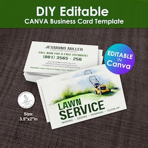 Lawn Care Business Card Template: Editable Canva Design (3.5x2 in)