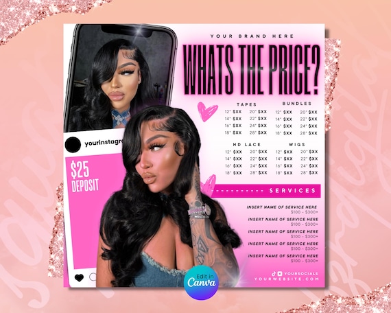 Price List, Price List Flyer, Price List Template, Hair Price List, Wig Bundle Price List, Nail Price List, Braid Price List, Service Menu