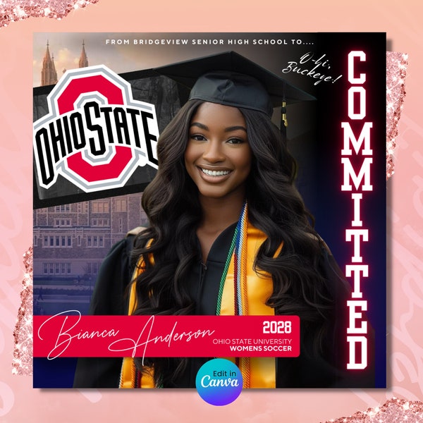 College Decision Day Flyer, Graduation, HBCU, PWI, Social Media College Graduation Announcement, College University Commitment, DIY Canva