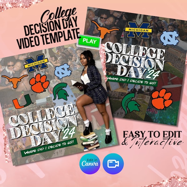 College Decision Day Flyer, Graduation, HBCU, PWI, Social Media College Graduation Announcement, University Commitment, DIY Animated Canva