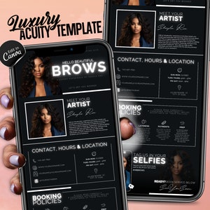 Szablon harmonogramu Acuity, Witryna rezerwacyjna Acuity, Szablon harmonogramu Acuity Brow Tech, Stylista fryzur, Technik rzęs, MUA, Szablon Acuity Canva zdjęcie 1