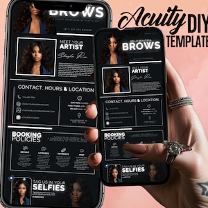Szablon harmonogramu Acuity, Witryna rezerwacyjna Acuity, Szablon harmonogramu Acuity Brow Tech, Stylista fryzur, Technik rzęs, MUA, Szablon Acuity Canva zdjęcie 4