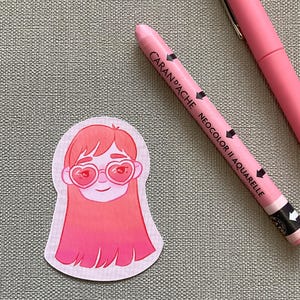 Sticker fille en ROSE