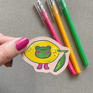 Sticker grenouille citron