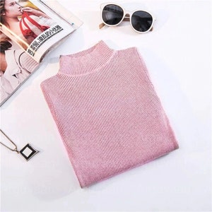 Women Turtleneck Pullover Sweater Spring Winter Basic Knitted Sweater Autumn Fashion Long Sleeve Ladies Clothes ,Handmade women's clothing image 7