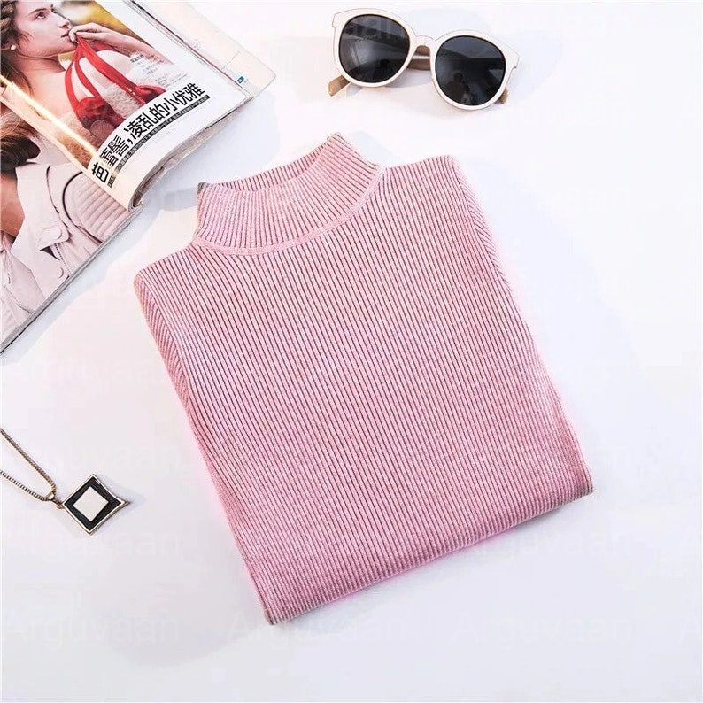 Women Turtleneck Pullover Sweater Spring Winter Basic Knitted Sweater Autumn Fashion Long Sleeve Ladies Clothes ,Handmade women's clothing image 7