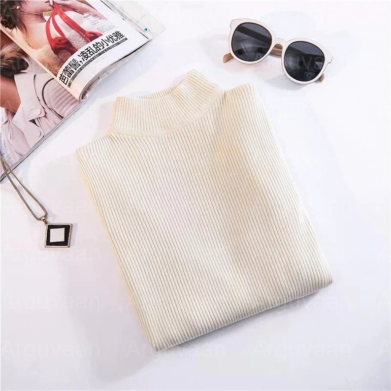 Women Turtleneck Pullover Sweater Spring Winter Basic Knitted Sweater Autumn Fashion Long Sleeve Ladies Clothes ,Handmade women's clothing image 4