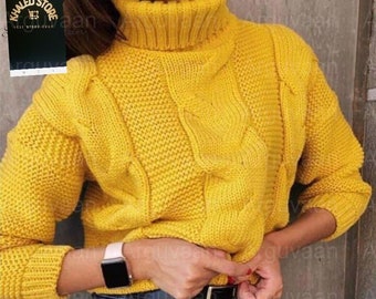 Women Turtleneck Pullover Sweater Spring Winter,One size Sweater Autumn Fashion Long Sleeve Ladies Clothes ,Handmade women's clothing