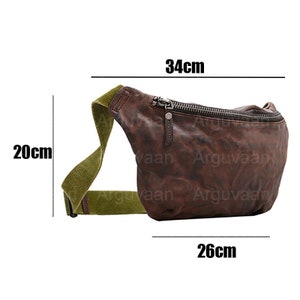 SLING BAG CROSSBODY, Retro Sling Bag, Chest Bag, Adjustable Strap Bag, Genuine Leather Retro Vintage Bag, Men's Chest Travel Bag Daypack image 7