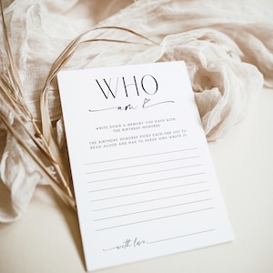 Who am i birthday game printable, memory birthday party game, black white adult birthday games, how well do you know the birthday girl - C05