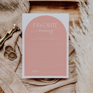 My favorite memory of the birthday girl printable, minimalist birthday memory game, pink adult birthday games card, birthday party game -C01