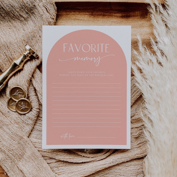 My favorite memory of the birthday girl printable, minimalist birthday memory game, pink adult birthday games card, birthday party game -C01