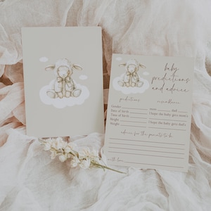 Little lamb baby shower game predictions and advice, baby shower advice card, minimalist baby shower little lamb game template - C109