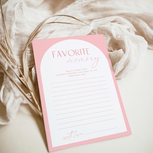 My favorite memory of the birthday girl, minimalist birthday memory game, birthday wishes card template, arch boho adult party games - C04