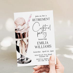 Retirement cocktail party invitation printable, cocktail chocolate retirement party invitation, cocktail retirement party invitation - C242