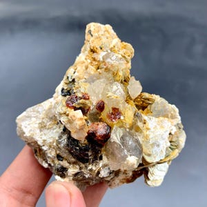 Black Tourmaline Crystal with Garnet & Quartz Mica - 194g Natural Mineral Specimen from Pakistan, Unique Healing Stone Decor