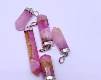 24 mm 35 mm Beautiful Natural PINK ARAGONITE Rare ARAGONITE Pendants With Silver Cap & Gilt Hook From @Afghanistan
